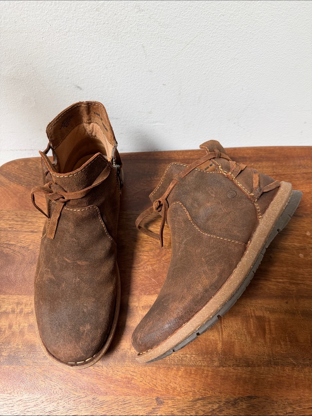 Born Womens' Tarkiln Brown Leather Casual Ankle Boots 9.5